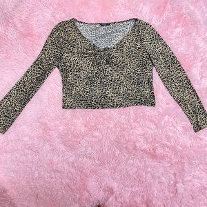Knot Front Leopard Print Top